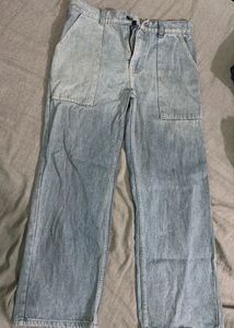 Light Wash Denim Wide Leg Pants