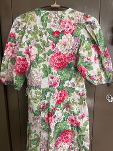Floral Print Puff Sleeve V-Neck Dress