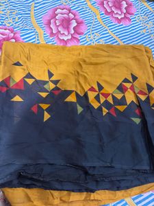 Vibrant Yellow Saree with Geometric Print
