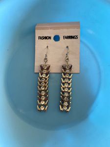 New Silver Crystal Long Dangler Earrings