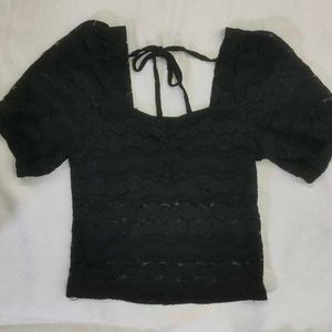 Black Lace Crop Top