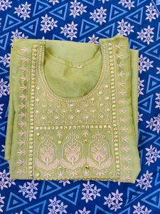 Embroidered Lime Green Kurta
