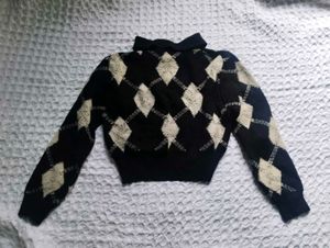 Argyle Knit Polo Sweater