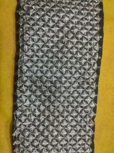 1 Metre Black Lace With Silver Zari Work
