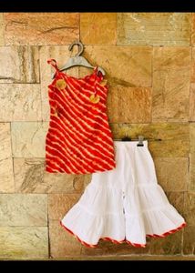 Red White Ethnic Dress For 2-3 Yrs Girls