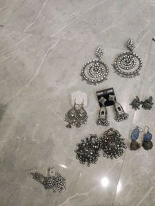 Bohemian Oxidized Silver Jhumka Earrings
