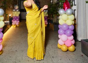Elegant Yellow Embroidered Saree