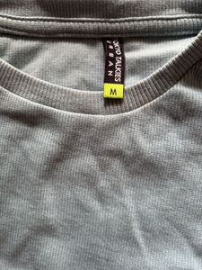 Light Blue Ribbed Crew Neck T-Shirt