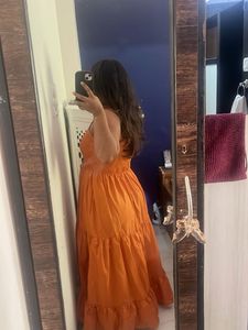 Orange Smocked Maxi Dress