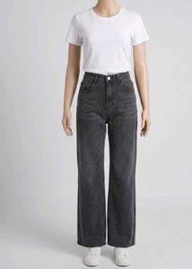 Urbanic charcoal Wide-Leg Ankle-Cut Jeans