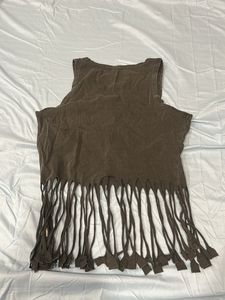 Fringed Tank Top with '89' Embellishment