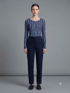Contemporary Abstract Print Long-Sleeve Top