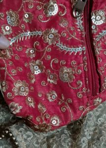 Red Embroidered Clutch