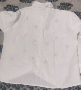 White Heart Print Button-Up Shirt