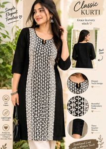 Classic Black Embroidered Kurta