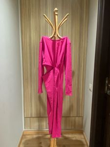Rosy Pink Dress With A Knotted Front Detailing