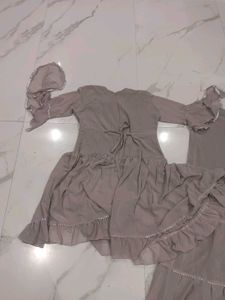 Beautiful grey Festive Dress &amp; Bottom Set