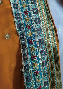 Orange saree with Sequins