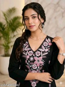 Elegant Black Kurta Set with Pink Dupatta