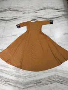 Elegant Brown Anarkali Dress