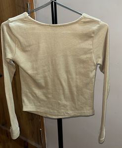 ribbed Square Neck Long Sleeve Top