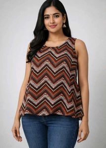 Stylish Zigzag Print Sleeveless Top