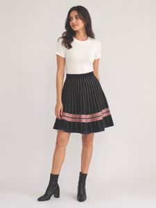 Striped Pleated woollen skirt