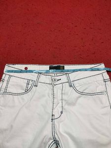 Smog White Jeans with Contrast Stitching