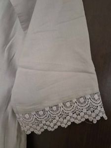 Elegant Grey Kurta set with White Embroidery XL