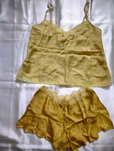 Lace Trimmed Silk Camisole & Shorts Set