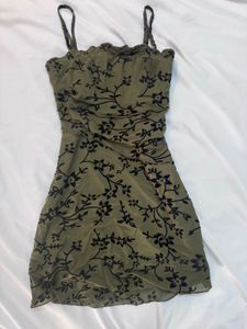Floral Olive Green Mini Dress