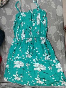 Teal Floral Print Summer Dress
