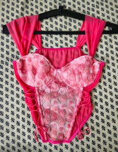 Rose Red Floral-embroidery Corset! 🥀🌸