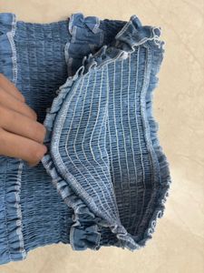 Smocked Denim Tube Top