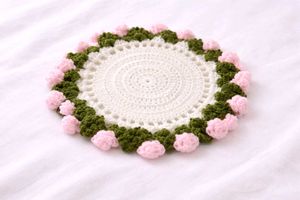Crochet pink rose coaster/bouquet
