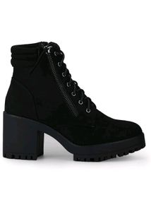 Block Heel Boots With Zip