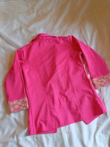 Vintage Pink Blazer with Lace Details