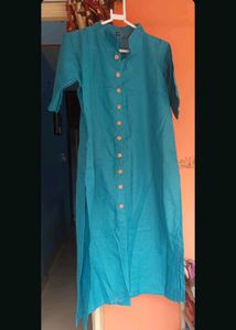 Teal Blue Mandarin Neck Kurta Xxl size
