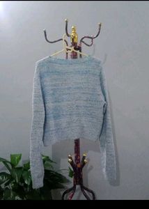 Light Blue Fuzzy Knit Cardigan