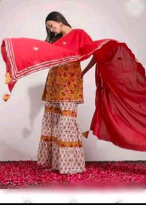 Floral Print Palazzo sharara with shirt duppta set