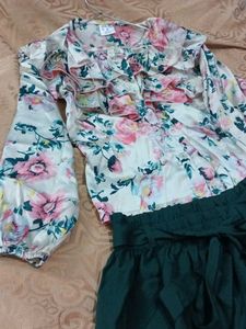 Floral Ruffle Blouse &amp; Palazzo Set