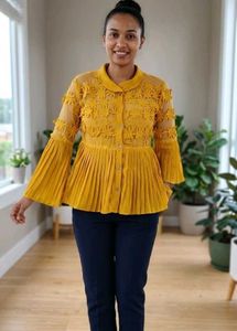 Stylish Mustard Yellow Pleated Top