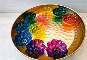 Hammered Brass look Serving Tray