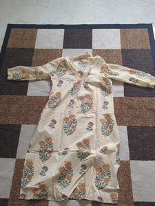 Floral ethnic kurti with lace Pure cotton