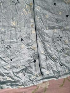 Light Blue Star Print Pajama Shirt