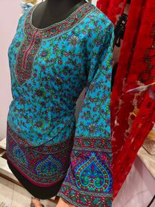 y2k fitted Beautiful Blue Paisley Print Kurta