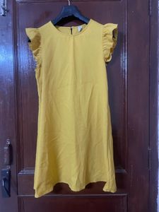 Chic Yellow Ruffle Sleeve Mini Dress
