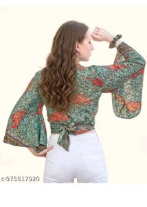 Boho Bell Sleeve Wrap Crop Top