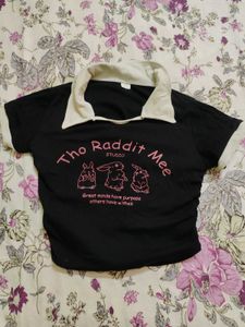 Cute Rabbit Graphic Crop Top