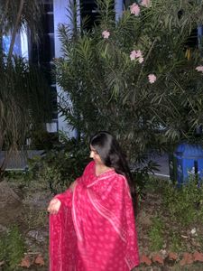Elegant Anarkali Pink Kurta Set with Dupatta